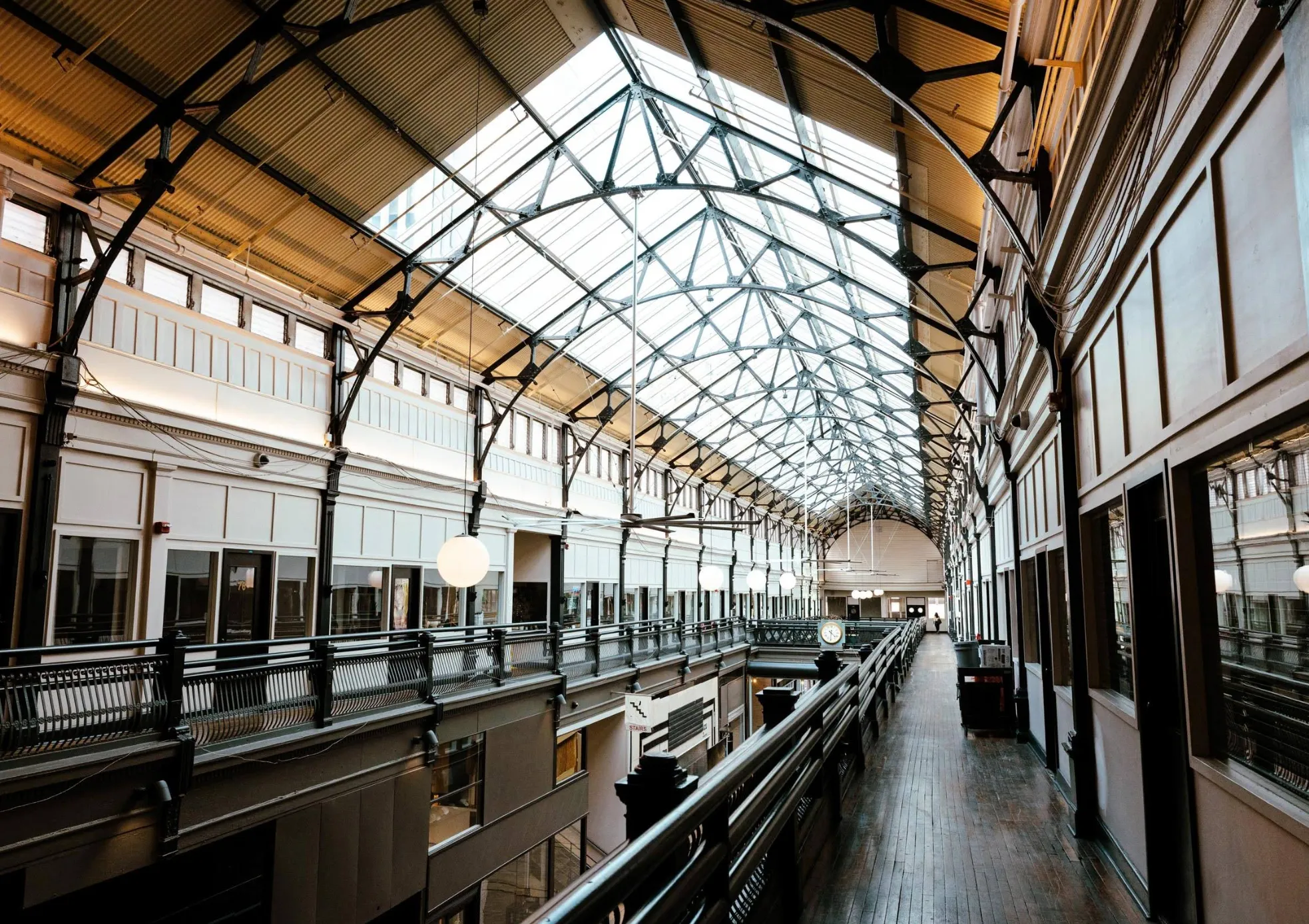 Image: Interior view of the Nashville Arcade with families walking under the glass roof